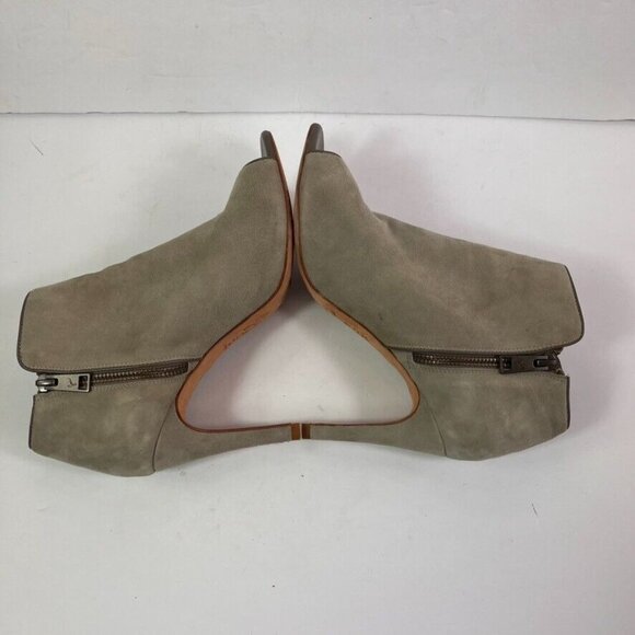 JOIE Booties Womens 39 US 8 Gray Suede Open Peep Toe Ankle Stiletto Side Zip - Picture 6 of 14